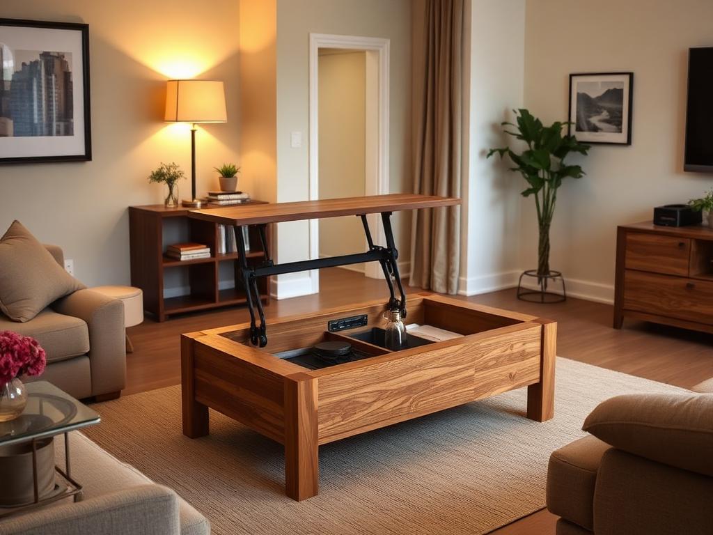 Compact coffee table woodworking plan with hidden storage