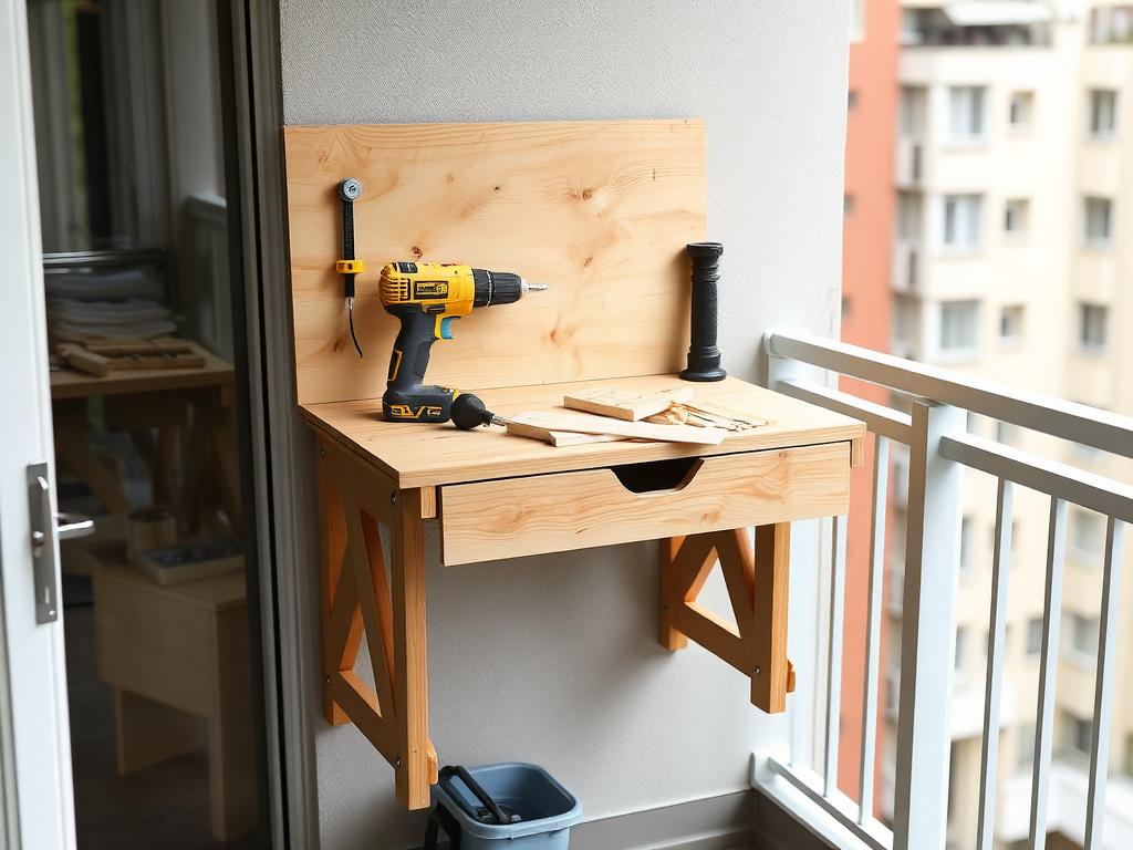 Compact workbench woodworking plan for small apartment balcony