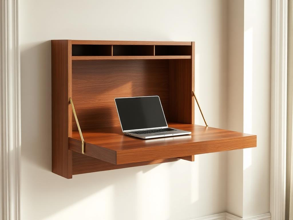 Fold down desk for a small apartment working from home